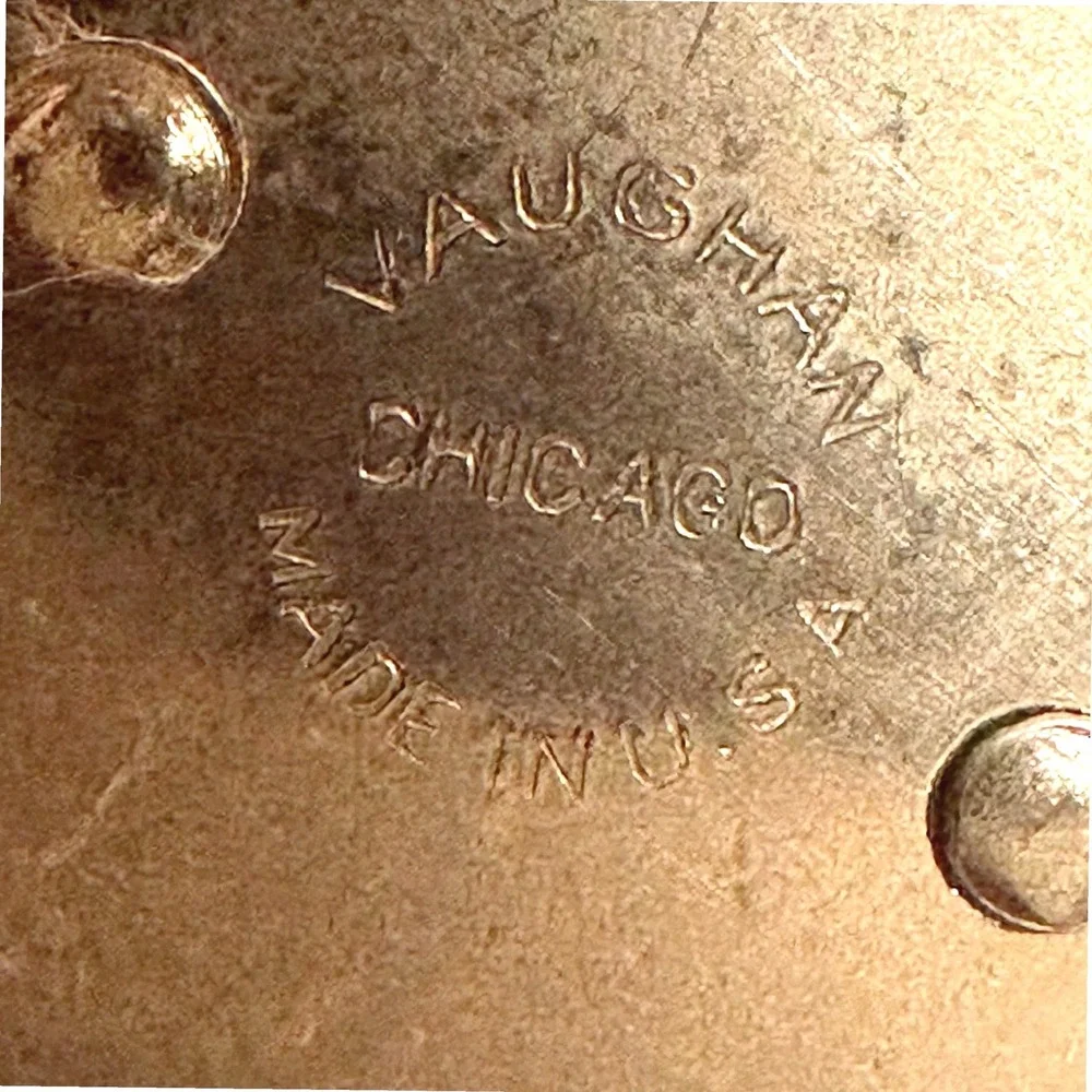 Vaughan Spatula Set Silver Good Vintage Perforated Arrow Wood Handle Advertising